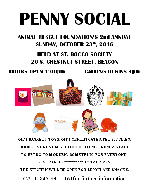 penny social for animal rescue foundation arf beacon pet adoption flyer